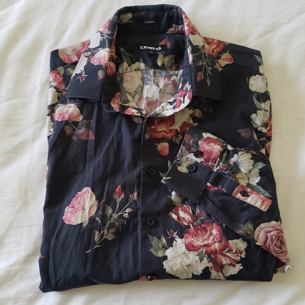 Express floral print button-up shirt